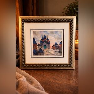 Anatole Krasnyansky – Signed Serigraph “Sunset Old Church in the Villa” Framed